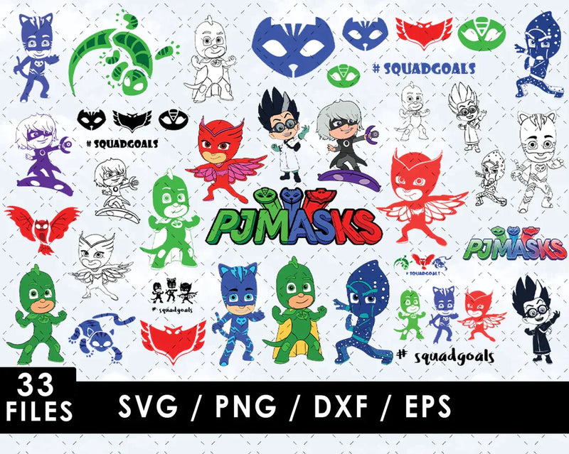 PJ Masks Clipart Bundle, PNG & SVG Cut Files for Cricut & Silhouette