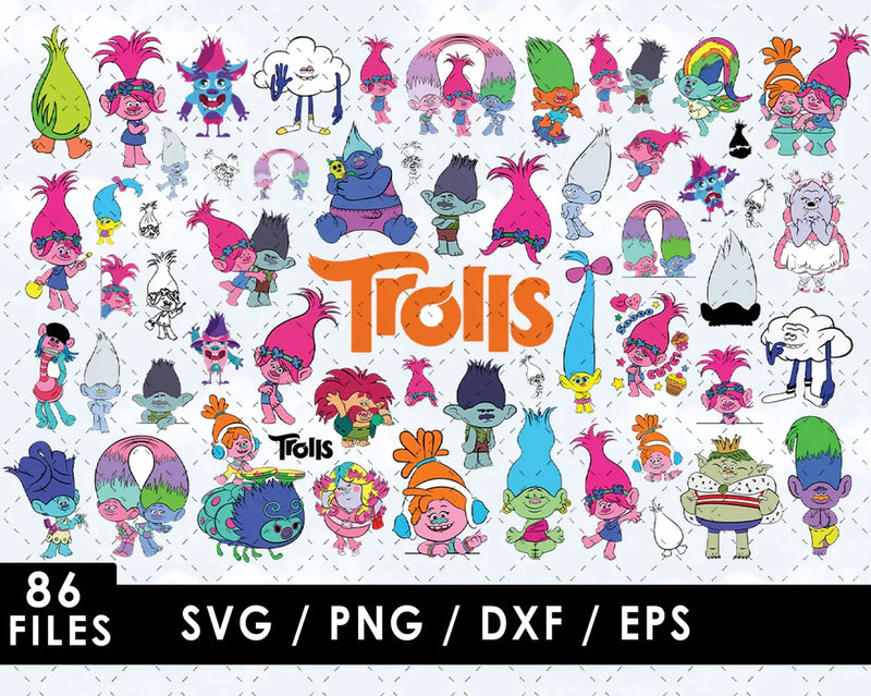 Trolls Clipart Bundle, PNG & SVG Files for Cricut / Silhouette