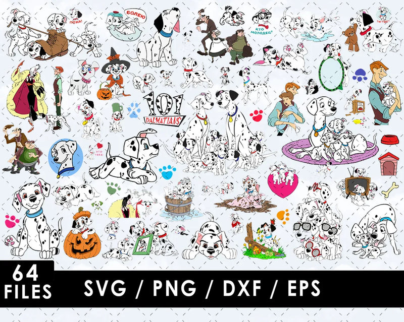 Dalmatians PNG & SVG Bundle, 64 Files For Cricut & Silhouette (v1)