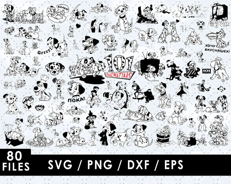 Dalmatians PNG & SVG Bundle (v4), 80 Files For Cricut & Silhouette