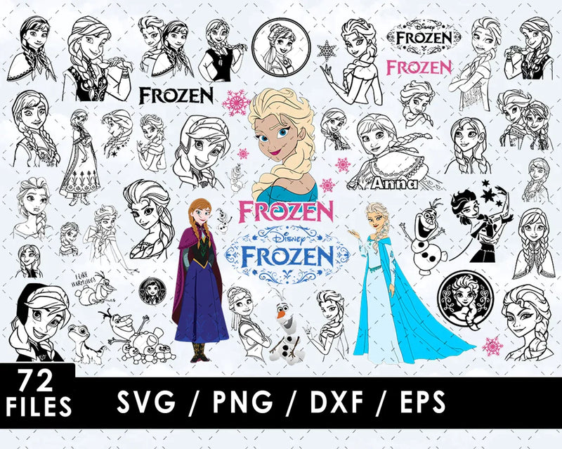 Frozen Elsa SVG, Frozen SVG Cut Files, Anna Frozen SVG For Cricut, Frozen PNG, Elsa Frozen Cricut Files