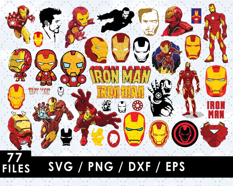 Iron Man PNG & SVG Bundle, 77 Files For Cricut & Silhouette