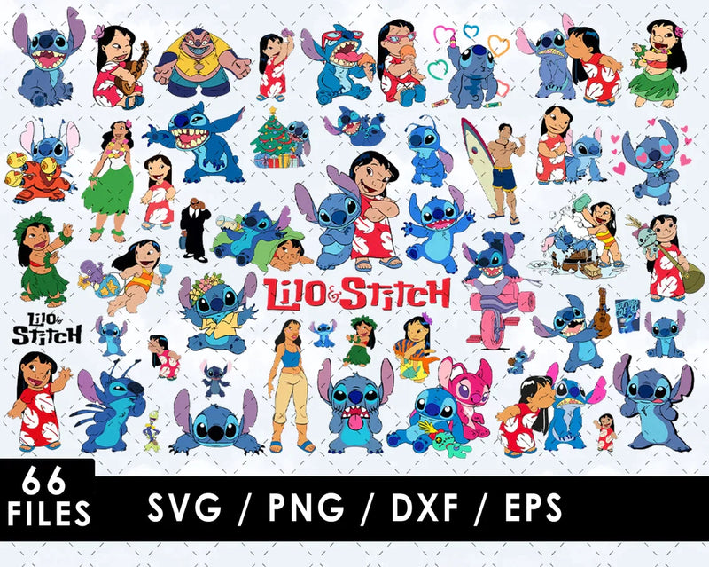 Lilo and Stitch Clipart Bundle, PNG & SVG Cut Files for Cricut & Silhouette