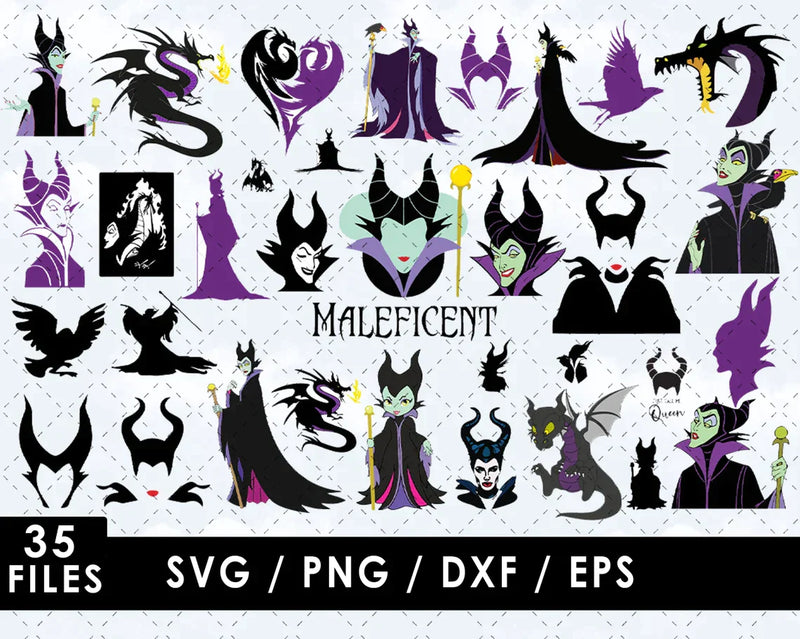 Maleficent PNG & SVG Bundle, 35 Files For Cricut & Silhouette