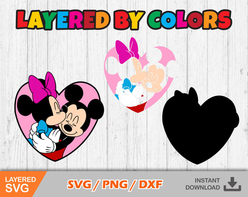 Mickey and Minnie Valentine's Day clipart, Valentines Day SVG cut files for Cricut / Silhouette, Set 3, PNG, DXF, instant download