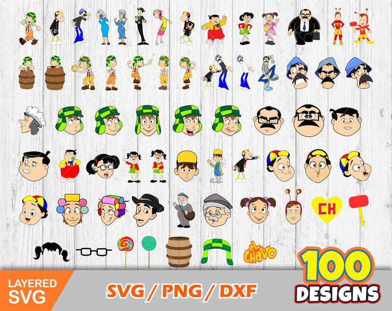 El Chavo del Ocho clipart bundle, svg cut files for Cricut / Silhouette, El Chavo svg, png, dxf, instant download