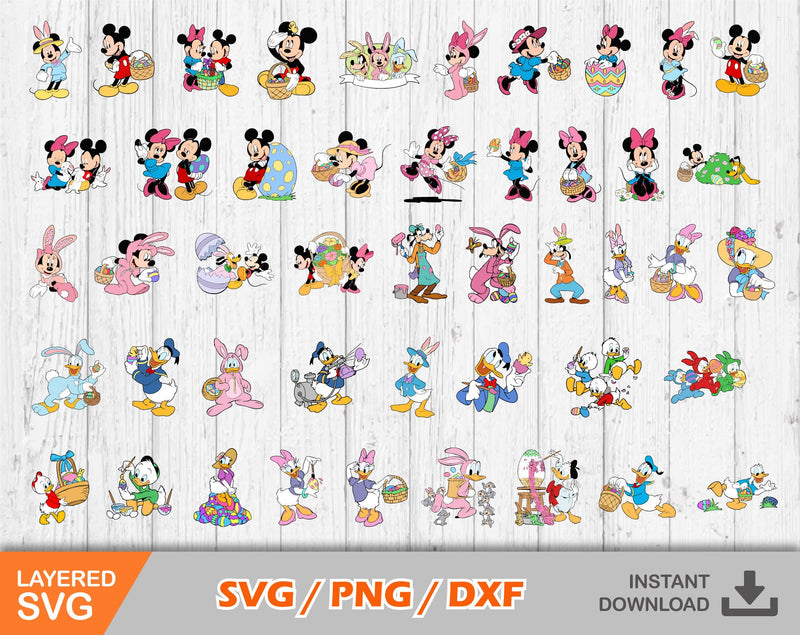 Mickey and Friends Easter clipart bundle, Easter svg cut files for Cricut / Silhouette, Mickey svg, Easter png, png, dxf