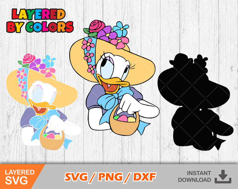 Daisy Duck Easter svg clipart, Easter svg cut files for Cricut / Silhouette, Daisy Duck svg, Easter png, png, dxf