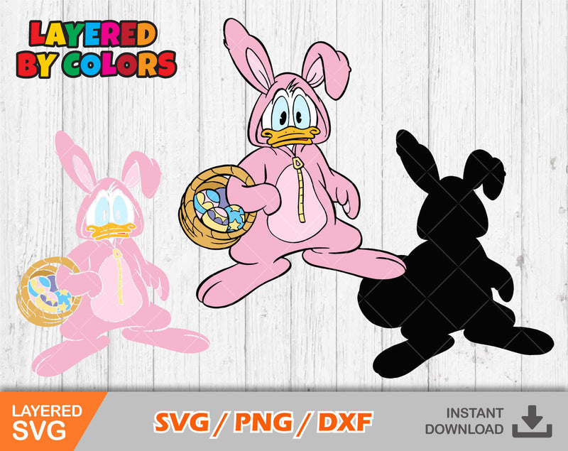 Donald Duck Easter svg clipart, Easter svg cut files for Cricut / Silhouette, Donald Duck svg, Easter png, png, dxf