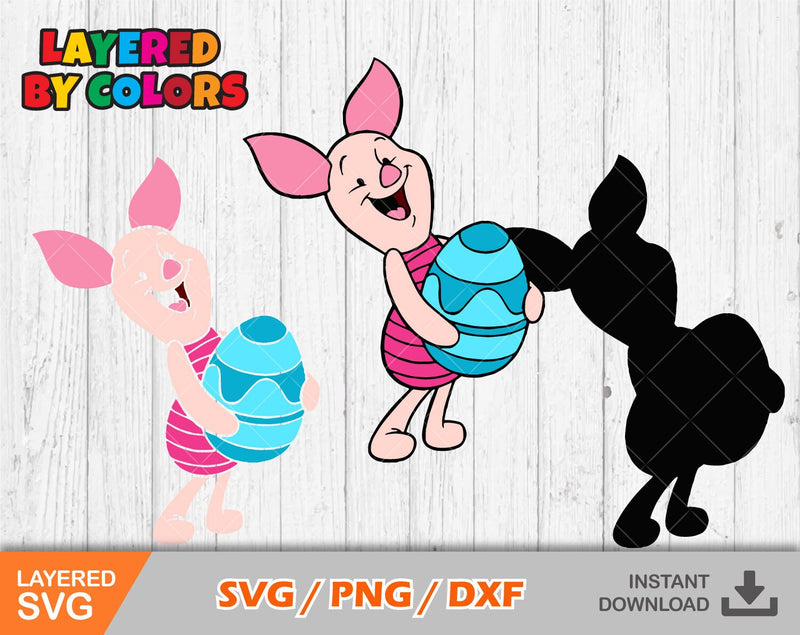 Piglet Easter svg clipart, Easter svg cut files for Cricut / Silhouette, Pooh clipart, Easter png, png, dxf