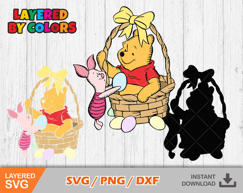 Pooh Easter svg clipart, Easter svg cut files for Cricut / Silhouette, Winnie the Pooh svg, easter png, png, dxf