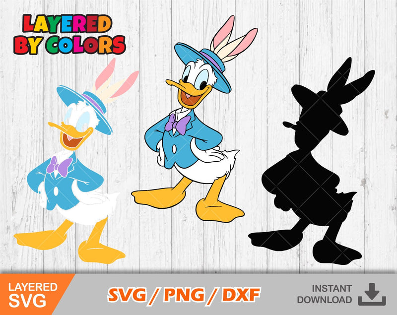 Donald Duck Easter clipart, Easter svg cut files for Cricut / Silhouette, Donald Duck svg, Easter png, png, dxf