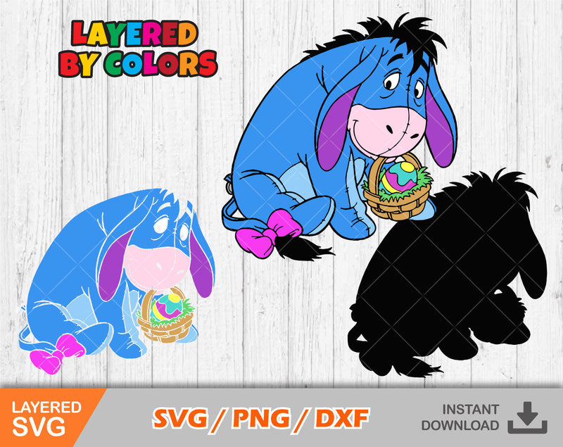 Eeyore Easter clipart, Easter svg cut files for Cricut / Silhouette, Pooh clipart, Easter png, png, dxf