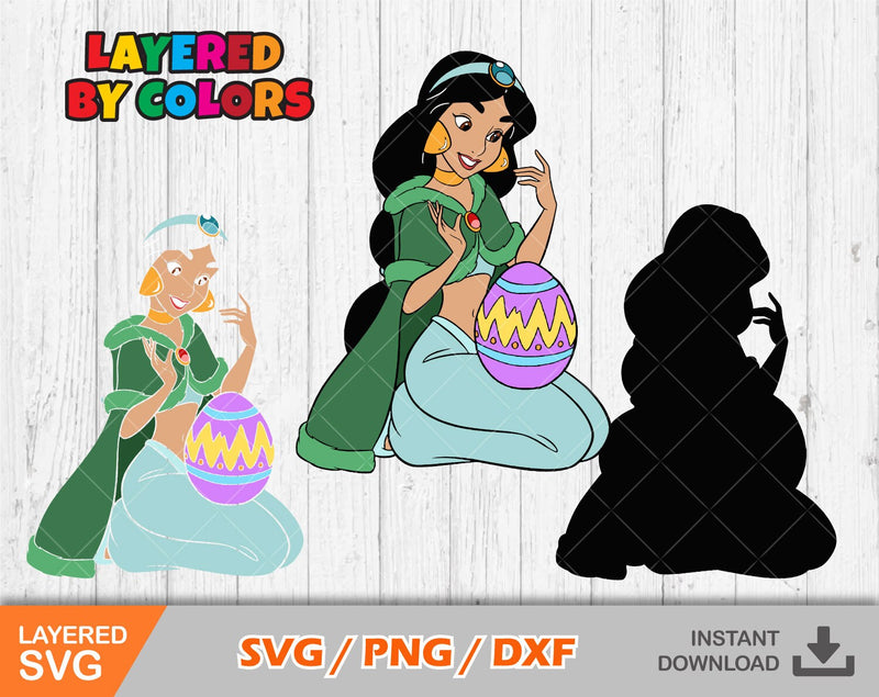 Princess Jasmine Easter clipart, Easter svg cut files for Cricut / Silhouette, Princess Jasmine svg, Easter png, png, dxf