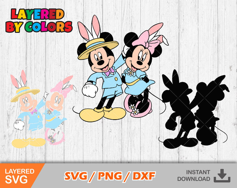 Mickey and Mini Mouse Easter clipart, Easter svg cut files for Cricut / Silhouette, Mickey svg, Easter png, png, dxf