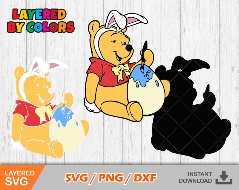 Pooh Easter svg clipart 2, Easter svg cut files for Cricut / Silhouette, Winnie the Pooh svg, easter png, png, dxf