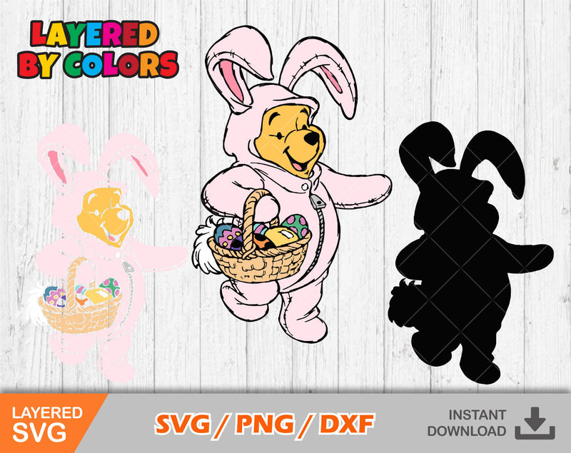 Pooh Easter svg clipart 3, Easter svg cut files for Cricut / Silhouette, Winnie the Pooh svg, easter png, png, dxf
