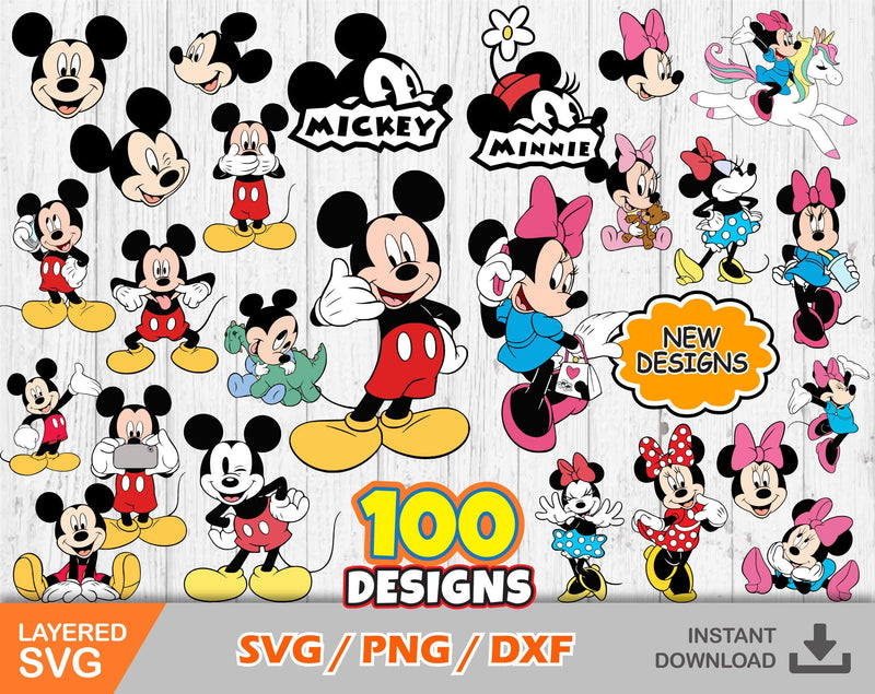 Mickey and Minniee clipart set, Mickey svg cut files for Cricut / Silhouette, png, dxf, Mickey png, instant download