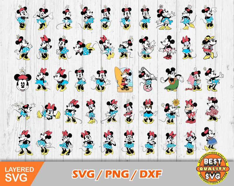 Classic Minnie 100 cliparts bundle, Mouse svg cut files for Cricut / Silhouette, Minnie png, dxf, instant download