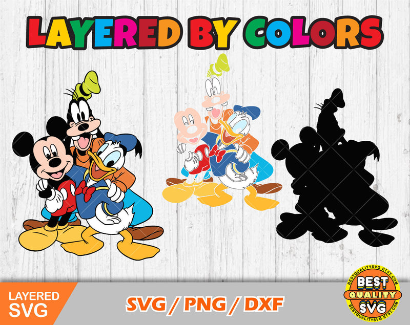 Mickey and friends 100 cliparts bundle, Mickey svg cut files for Cricut / Silhouette, Donald Duck svg, Mickey png, dxf