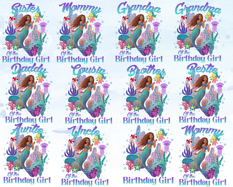 12+ Little Mermaid Birthday Girl PNG Files - Digital Download