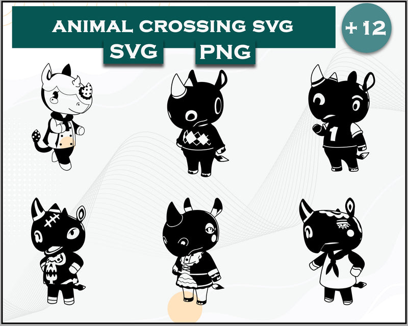 12+ Rhino Svg Bundle, Animal Crossing Svg Bundle, Animal Crossing Svg, Cartoon svg, png digital file