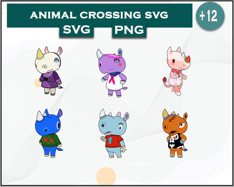 12+ Rhino Svg Bundle, Animal Crossing Svg Bundle, Animal Crossing Svg, Cartoon svg, png digital file